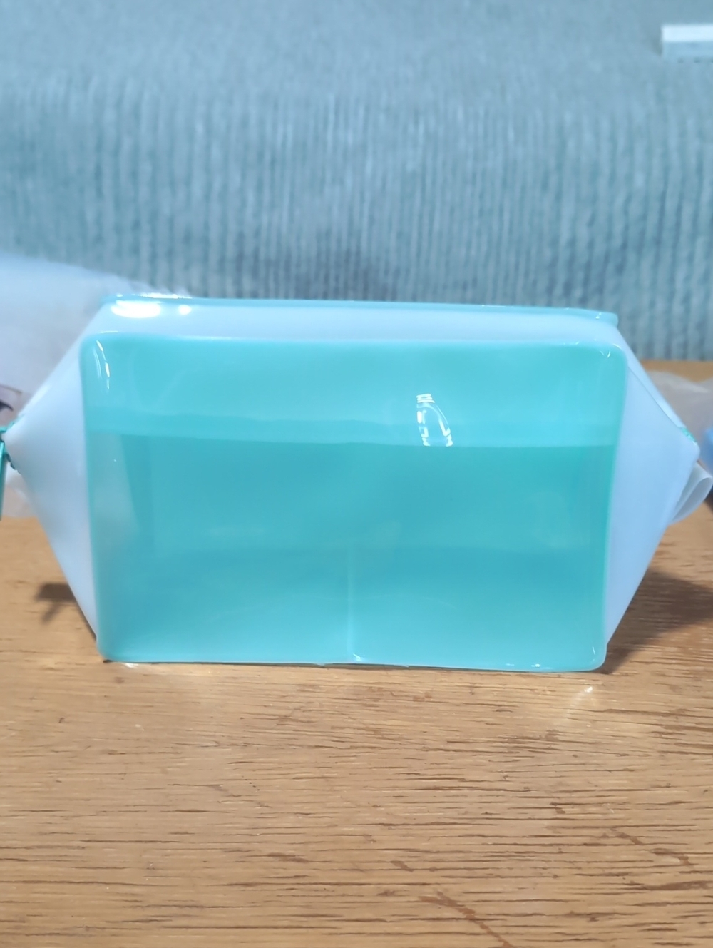 Ulta Beauty Teal and White Glossy Travel Cosmetic Bag